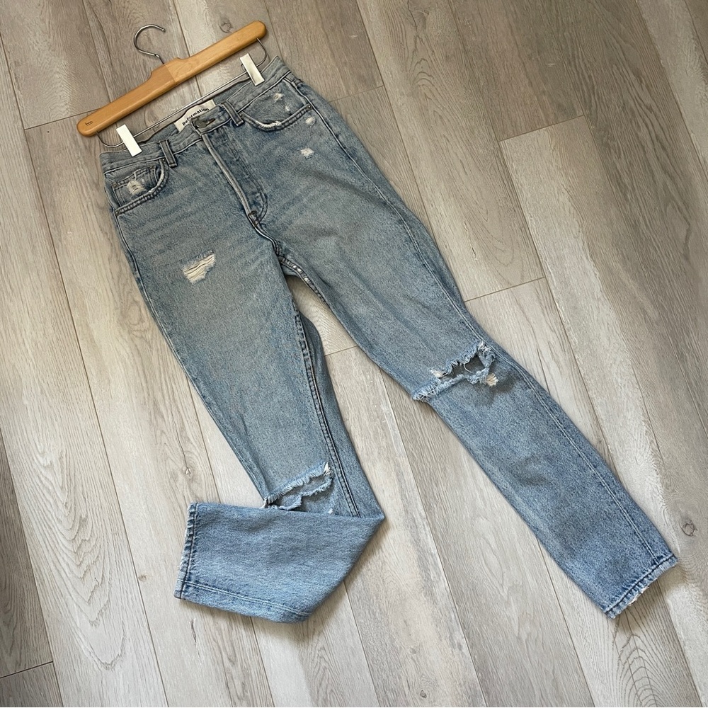 Reformation Light Blue Distressed Skinny Jeans